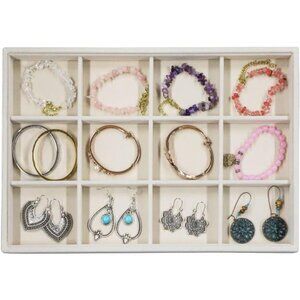 Velvet Jewelry Organizer Stackable Earrings Organizer 12 Grid Bracelet Organizer